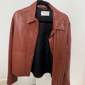 Aritzia brown faux leather shacket